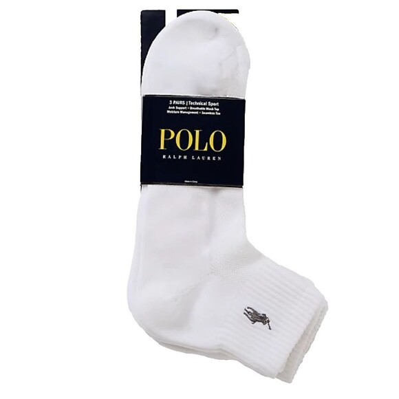 Polo Ralph Lauren Other - NWT 3 Pack Polo Ralph Lauren Tech Athletic Quarter Top Sock White Gray Pony